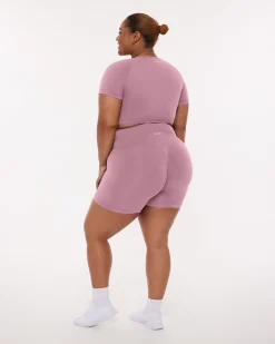 PAVOI Short & Long Sleeve Tops|High Support Bras-Seamless High-Support Short Sleeve Workout Crop Top