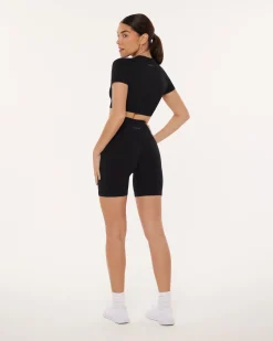 PAVOI Short & Long Sleeve Tops|High Support Bras-Seamless High-Support Short Sleeve Workout Crop Top