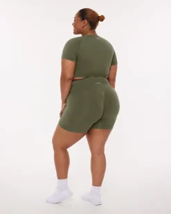PAVOI Short & Long Sleeve Tops|High Support Bras-Seamless High-Support Short Sleeve Workout Crop Top