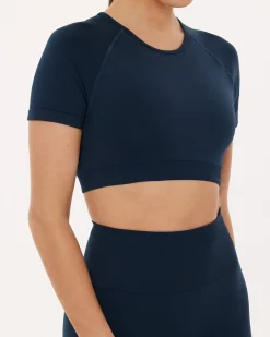 PAVOI Short & Long Sleeve Tops|High Support Bras-Seamless High-Support Short Sleeve Workout Crop Top