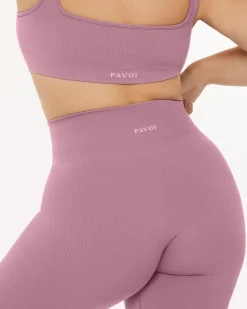 PAVOI Full Length-Seamless Ribbed Full-Length High-Waisted Leggings