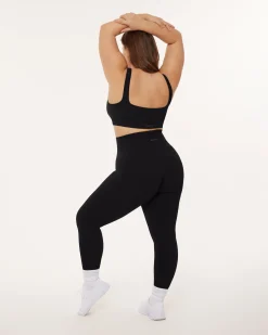PAVOI Full Length-Seamless Ribbed Full-Length High-Waisted Leggings