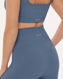 PAVOI Full Length-Seamless Ribbed Full-Length High-Waisted Leggings