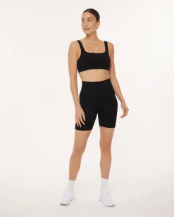 PAVOI 6" Inseam-Seamless Ribbed Sculpting High-Waisted 6" Biker Shorts