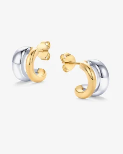 PAVOI Huggies-Seeing Double Two-Tone Hoops