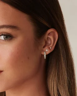 PAVOI Flat Backs|Studs-Shinny Flower Stud Screw Back Earrings