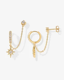 PAVOI Chain Earrings|Dangle & Threader-Starlight Chained Huggie Earrings