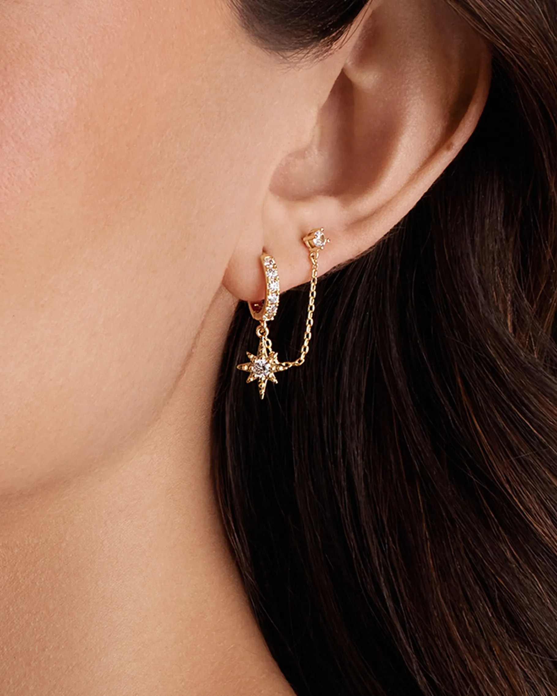 PAVOI Chain Earrings|Dangle & Threader-Starlight Chained Huggie Earrings