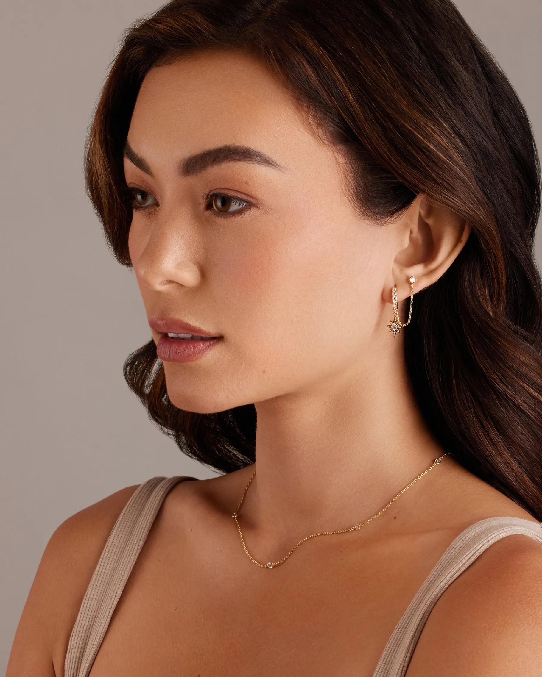 PAVOI Chain Earrings|Dangle & Threader-Starlight Chained Huggie Earrings