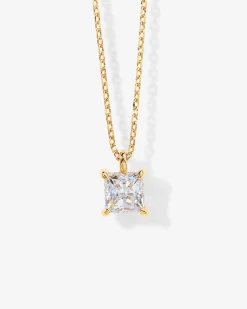 PAVOI Pendants-Swarovski Princess Cut Solitaire Pendant Necklace