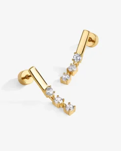 PAVOI Dangle & Threader|Flat Backs-Triple Stone Drop Screwbacks