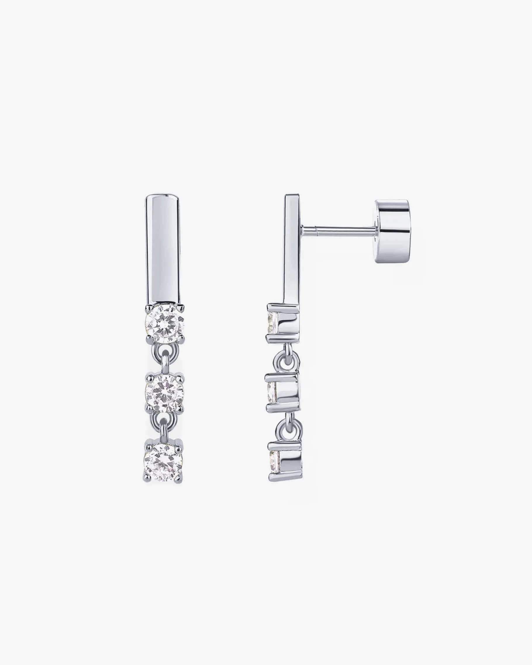 PAVOI Dangle & Threader|Flat Backs-Triple Stone Drop Screwbacks