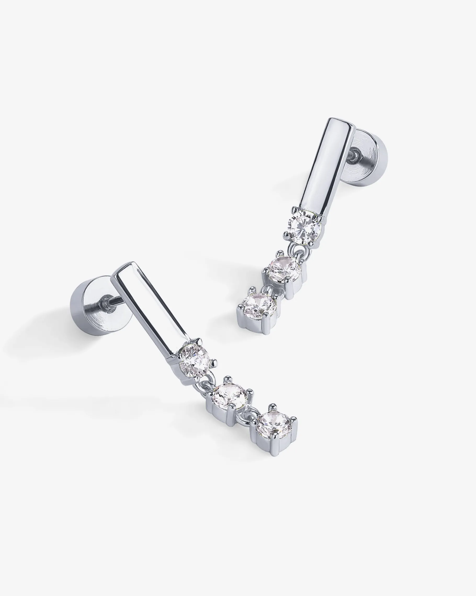 PAVOI Dangle & Threader|Flat Backs-Triple Stone Drop Screwbacks