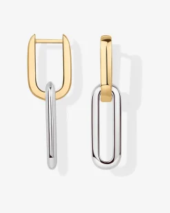 PAVOI Huggies-Two-Toned Link Chain Earrings