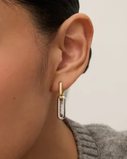 PAVOI Huggies-Two-Toned Link Chain Earrings