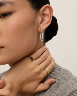 PAVOI Huggies-Two-Toned Link Chain Earrings