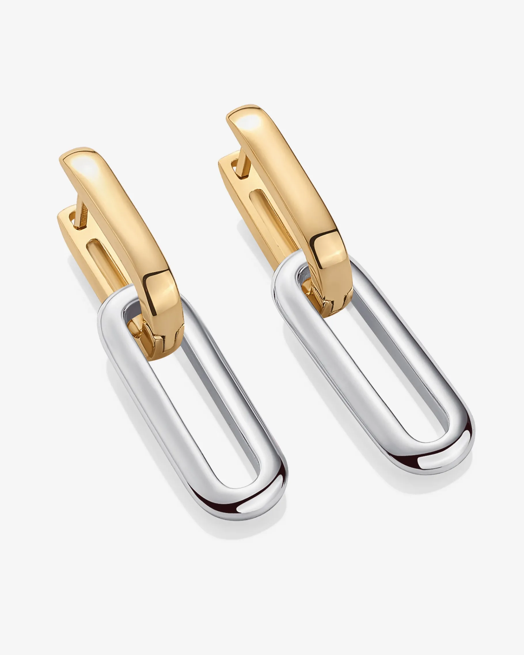 PAVOI Huggies-Two-Toned Link Chain Earrings