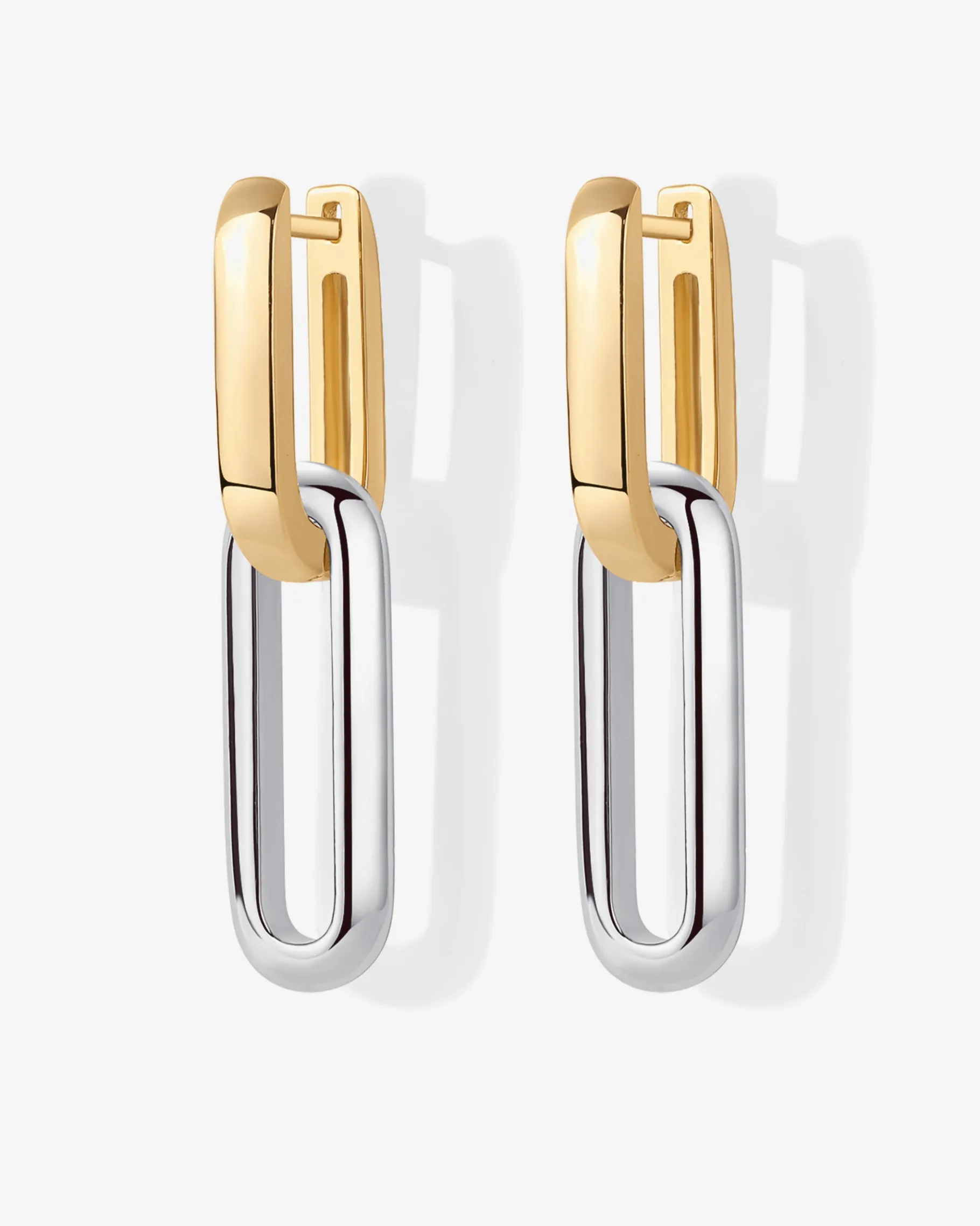 PAVOI Huggies-Two-Toned Link Chain Earrings