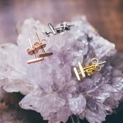 PAVOI Vermeil Earrings-Vermeil Bar Studs
