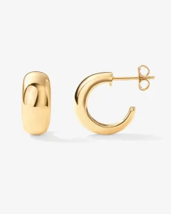 PAVOI Vermeil Earrings-Vermeil Domed Huggies