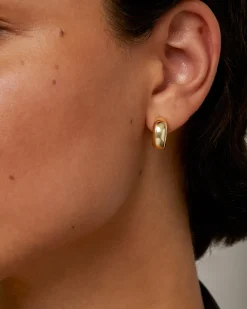 PAVOI Vermeil Earrings-Vermeil Domed Huggies