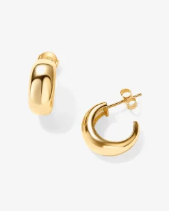 PAVOI Vermeil Earrings-Vermeil Domed Huggies