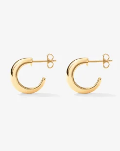 PAVOI Vermeil Earrings-Vermeil Domed Huggies