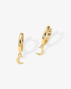 PAVOI Vermeil Earrings-Vermeil Drop Moon Huggies