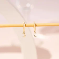 PAVOI Vermeil Earrings-Vermeil Drop Moon Huggies