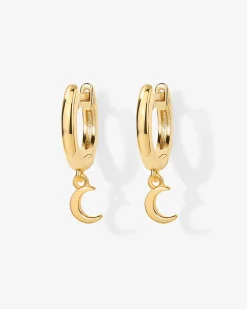 PAVOI Vermeil Earrings-Vermeil Drop Moon Huggies