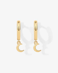 PAVOI Vermeil Earrings-Vermeil Drop Moon Huggies