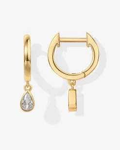PAVOI Vermeil Earrings-Vermeil Drop Pear Huggies