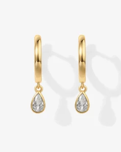PAVOI Vermeil Earrings-Vermeil Drop Pear Huggies