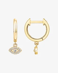PAVOI Vermeil Earrings-Vermeil Evil Eye Huggies
