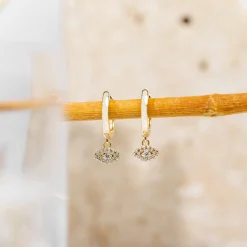 PAVOI Vermeil Earrings-Vermeil Evil Eye Huggies