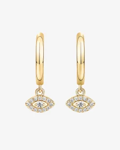 PAVOI Vermeil Earrings-Vermeil Evil Eye Huggies