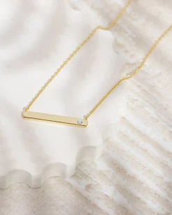 PAVOI Vermeil Necklaces-Vermeil Horizontal Birthstone Bar Necklace