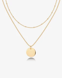 PAVOI Vermeil Necklaces-Vermeil Layered Coin Pendant Necklace