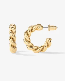PAVOI Vermeil Earrings-Vermeil Rope Hoops