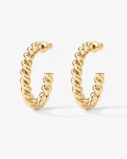 PAVOI Vermeil Earrings-Vermeil Rope Hoops