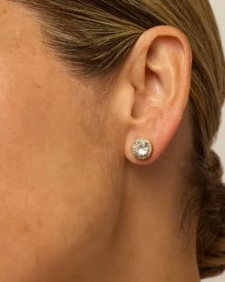 PAVOI Vermeil Earrings-Vermeil Small Halo Studs