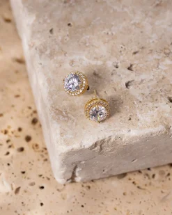 PAVOI Vermeil Earrings-Vermeil Small Halo Studs
