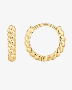 PAVOI Vermeil Earrings-Vermeil Twisted Baguette Huggies