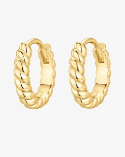 PAVOI Vermeil Earrings-Vermeil Twisted Baguette Huggies