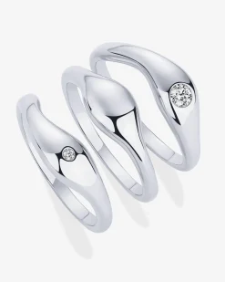 PAVOI Stackable-Wavy Triple Ring Stack Set